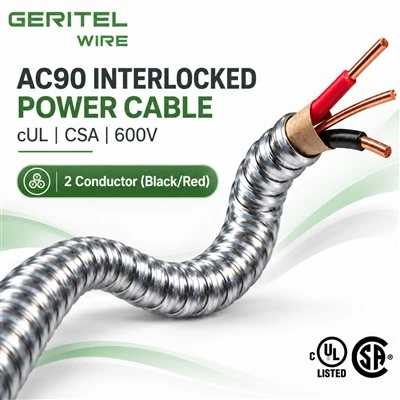 سلك مصفح نحاسي AC90 أسود أحمر 2C للمباني العائلية المتعددة