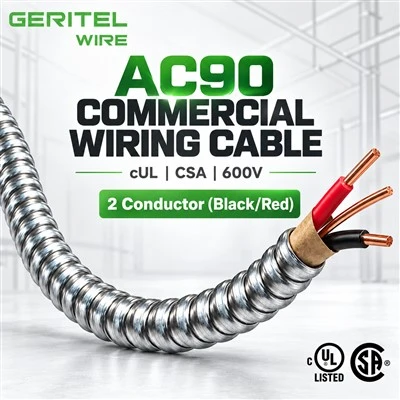 كابل نحاسي AC90 أسود أحمر 2C لأسلاك حوض الكابلات 600 فولت